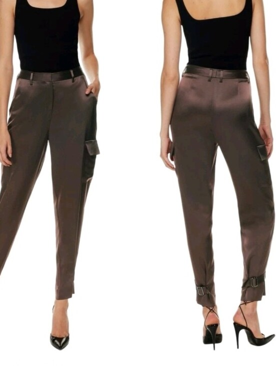 Babaton Pants - Aritzia Babaton Refined Satin Cargo Pant In Coffee Bean Limited Edition Size 14